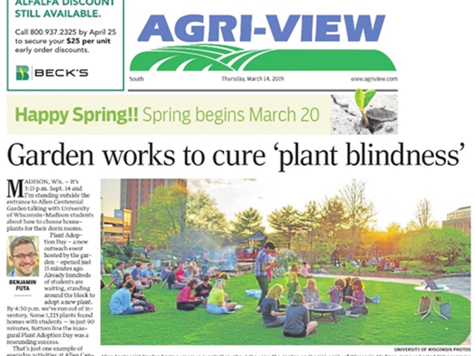 News from the garden Department of Horticulture